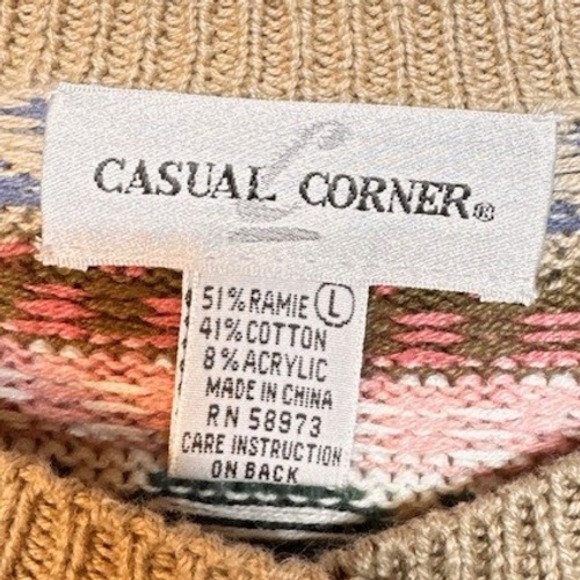 Casual Corner VTG Floral Cardigan Sweater Large Cottagecore Grandmacore Cabin - Picture 6 of 9